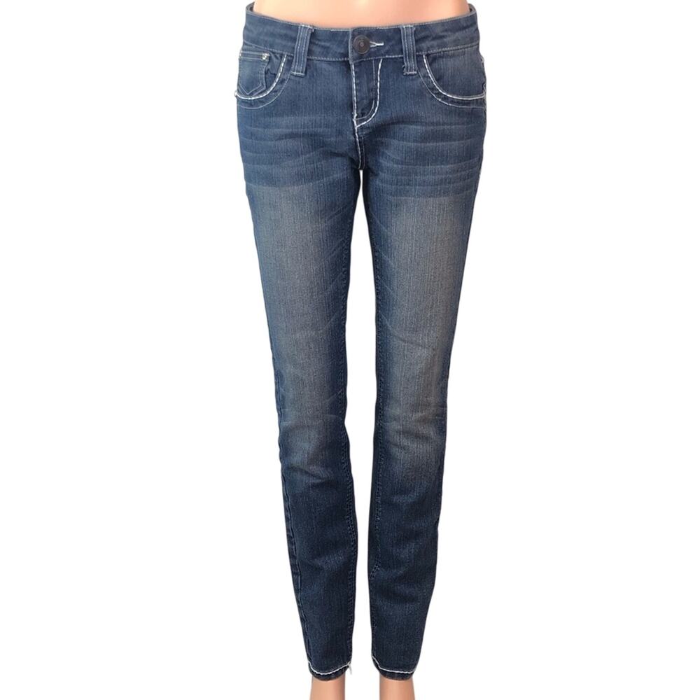 Vintage Y2k Papaya Bling Pocket Denim Jeans Flattering Skinny Silhouette